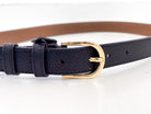 Ceinture noire fine en cuir de vachette