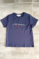 T-shirt marine enfant brodé "p'tit amour" 