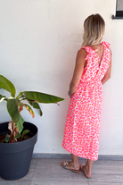 Robe longue motif léopard fushia