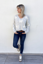 Pull gris clair Papillon la boutique de lydie