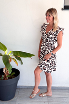 Robe courte écru motif léopard la boutique de lydie
