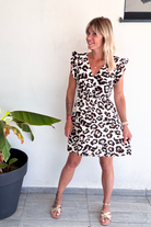 Robe courte écru motif léopard