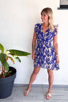Robe short bleu et écru