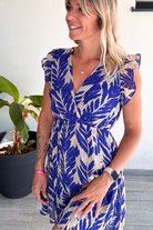 Robe short bleu et écru