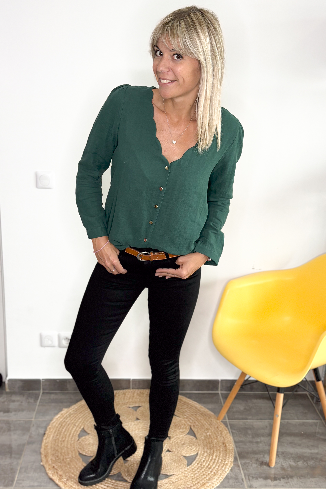 Blouse verte manches longues