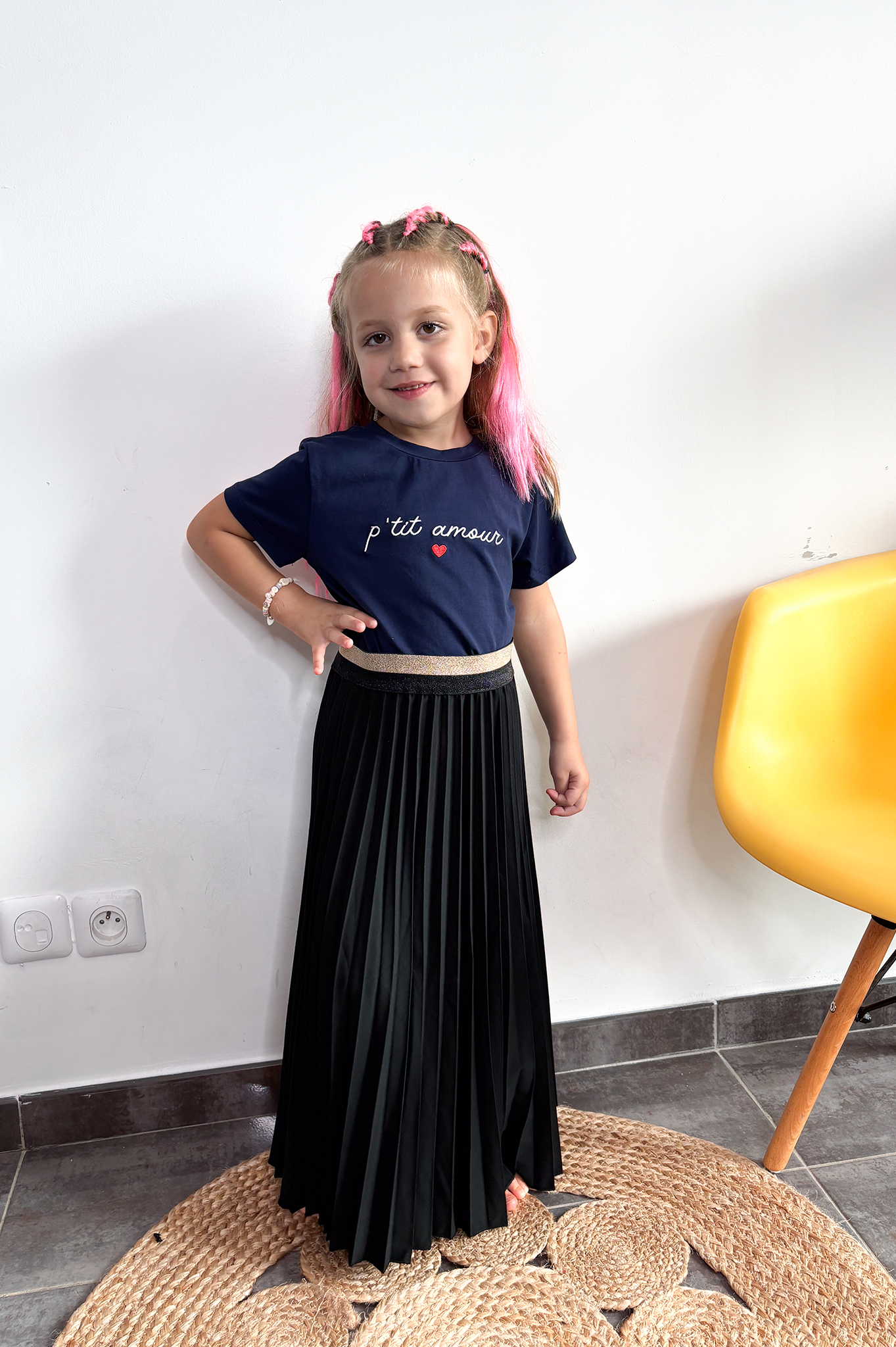 Jupe longue enfant noire plissée la boutique de lydie