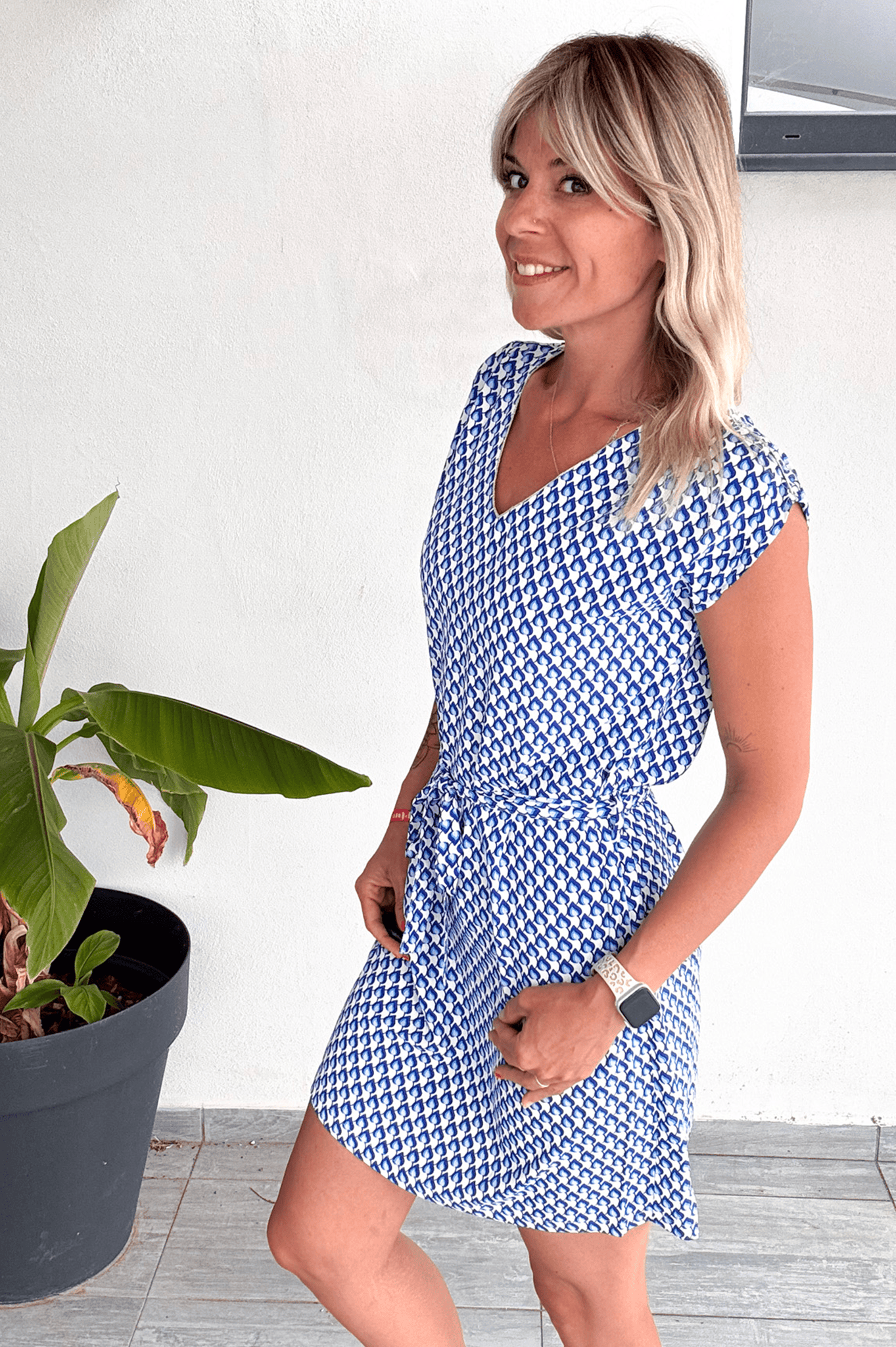 Robe droite fluide bleu