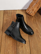 Bottines noires plates bimatière