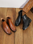 Bottines noires plates bimatière