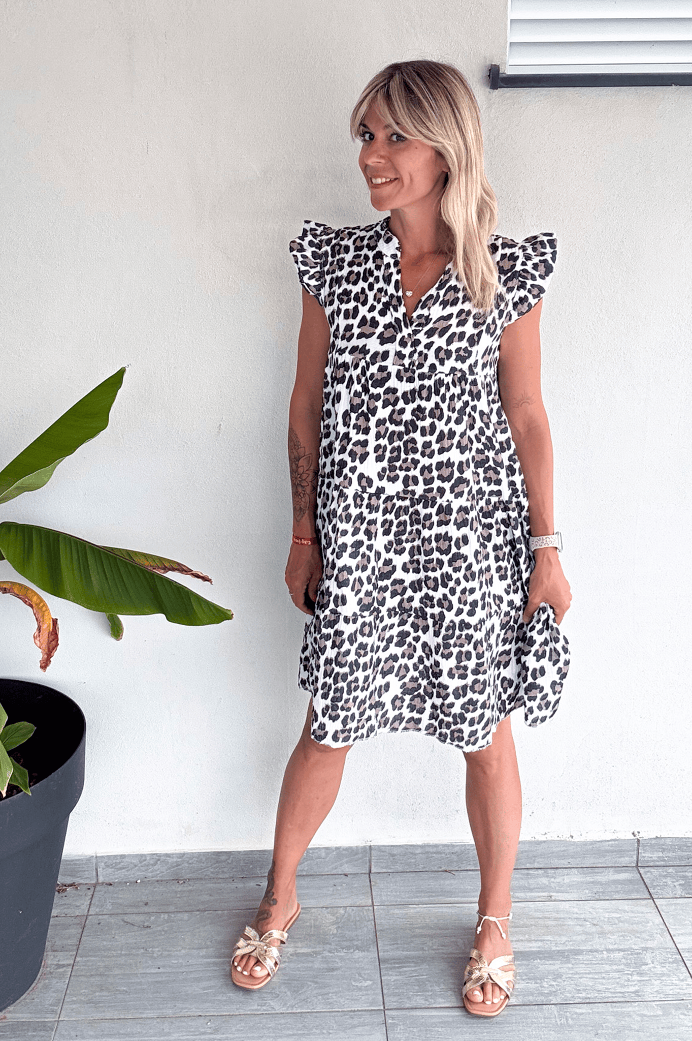 Robe ample motif léopard 