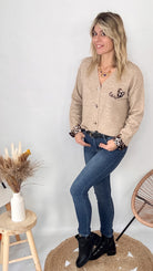 Gilet Cardigan Maille Douce taupe leopard
