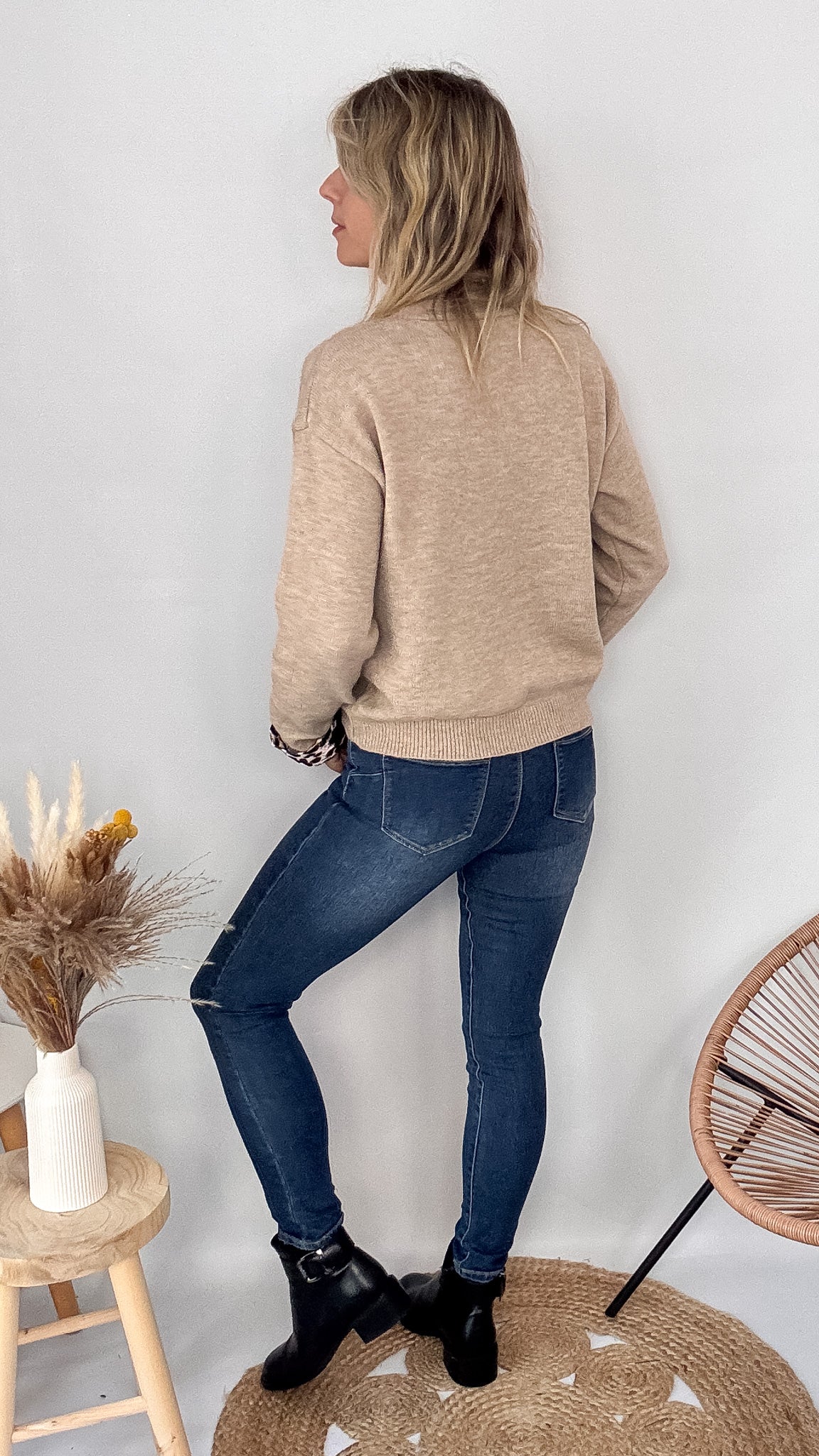 Gilet Cardigan Maille Douce taupe leopard