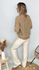 maille pull camel col V 