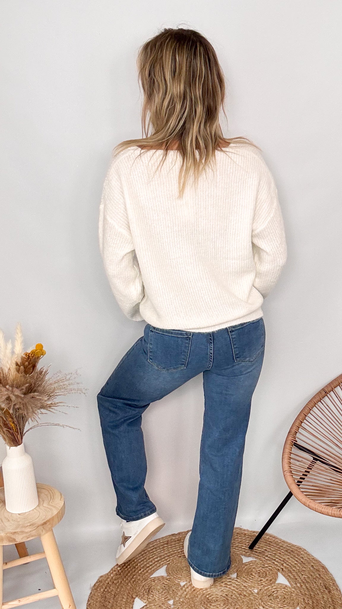 maille pull blanc col V femme 