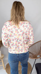 Pull femme écru fleuri maille douce La Boutique de Lydie