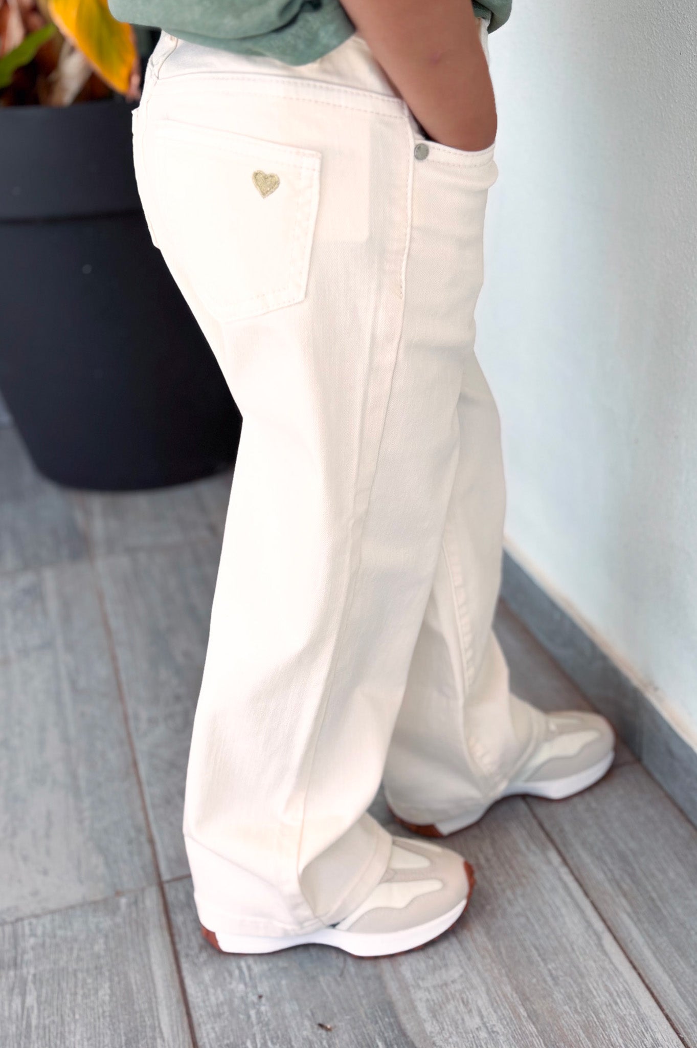 Jean large beige clair enfant