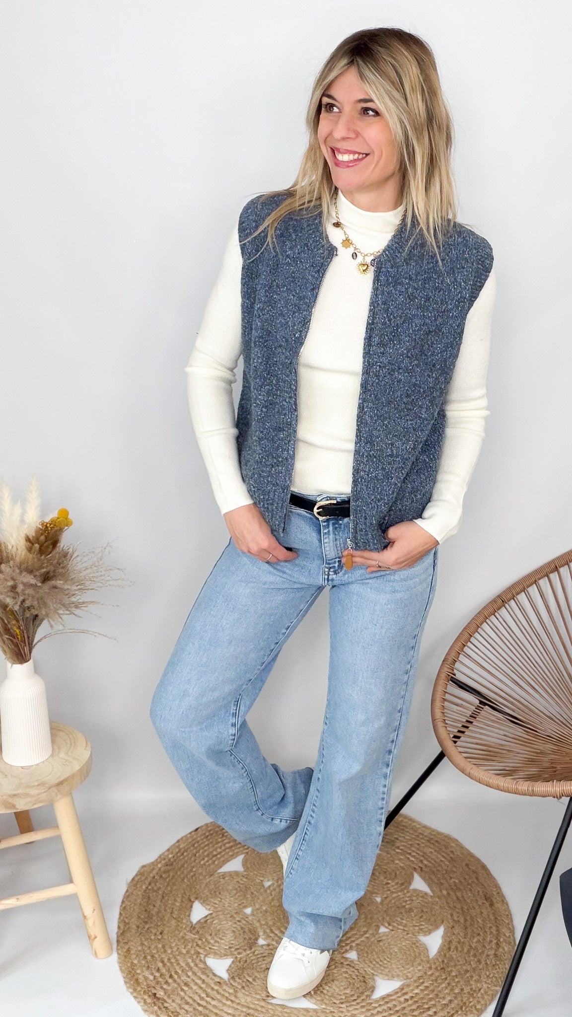 Jean Wide leg bleu clair femme