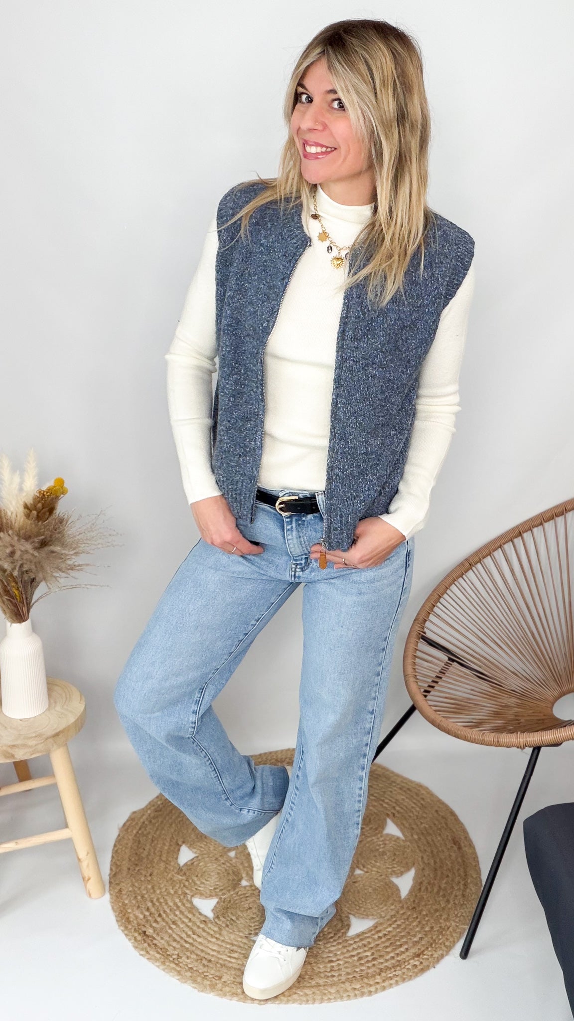 Jean Wide leg bleu clair femme