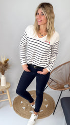 Pull Fin Marinière Femme Love - La Boutique de Lydie