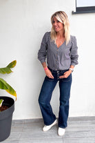 blouse rayée grise femme 
