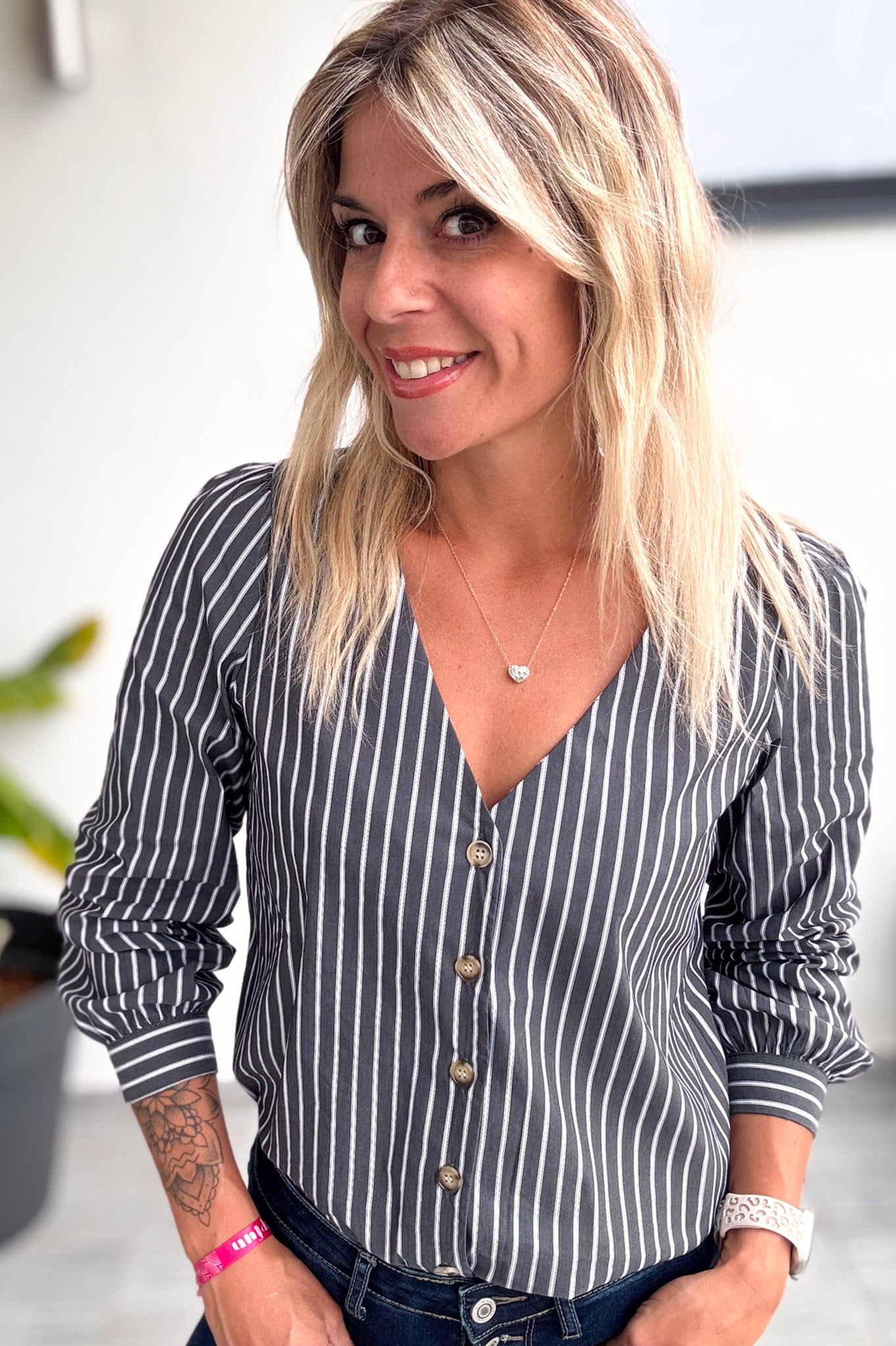blouse rayée grise femme la boutique de lydie