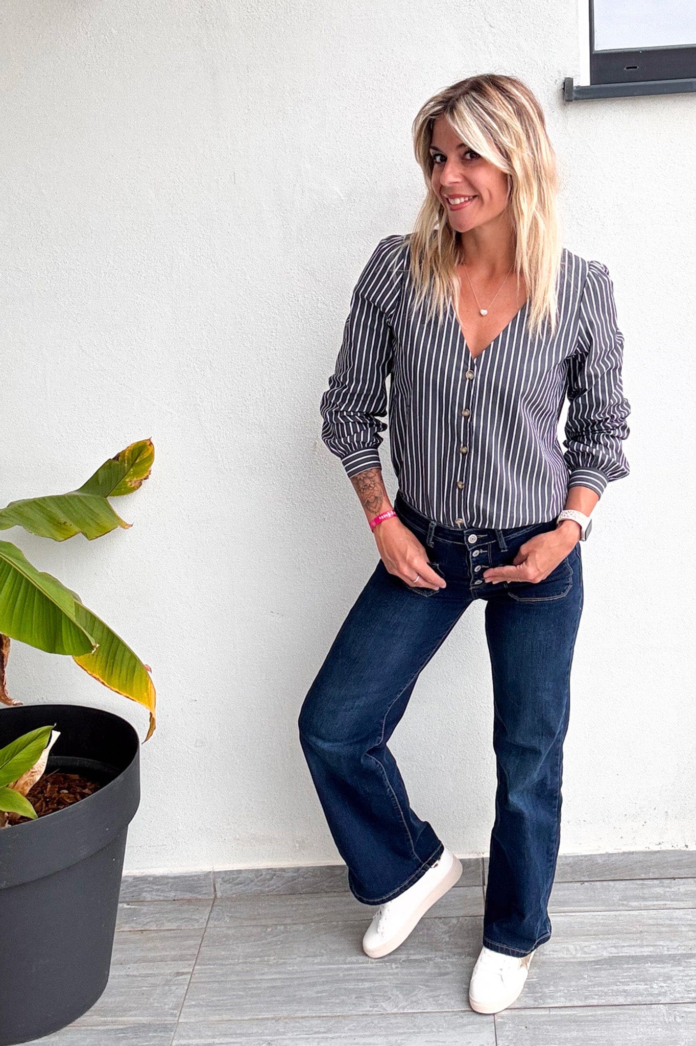 blouse rayée grise femme 