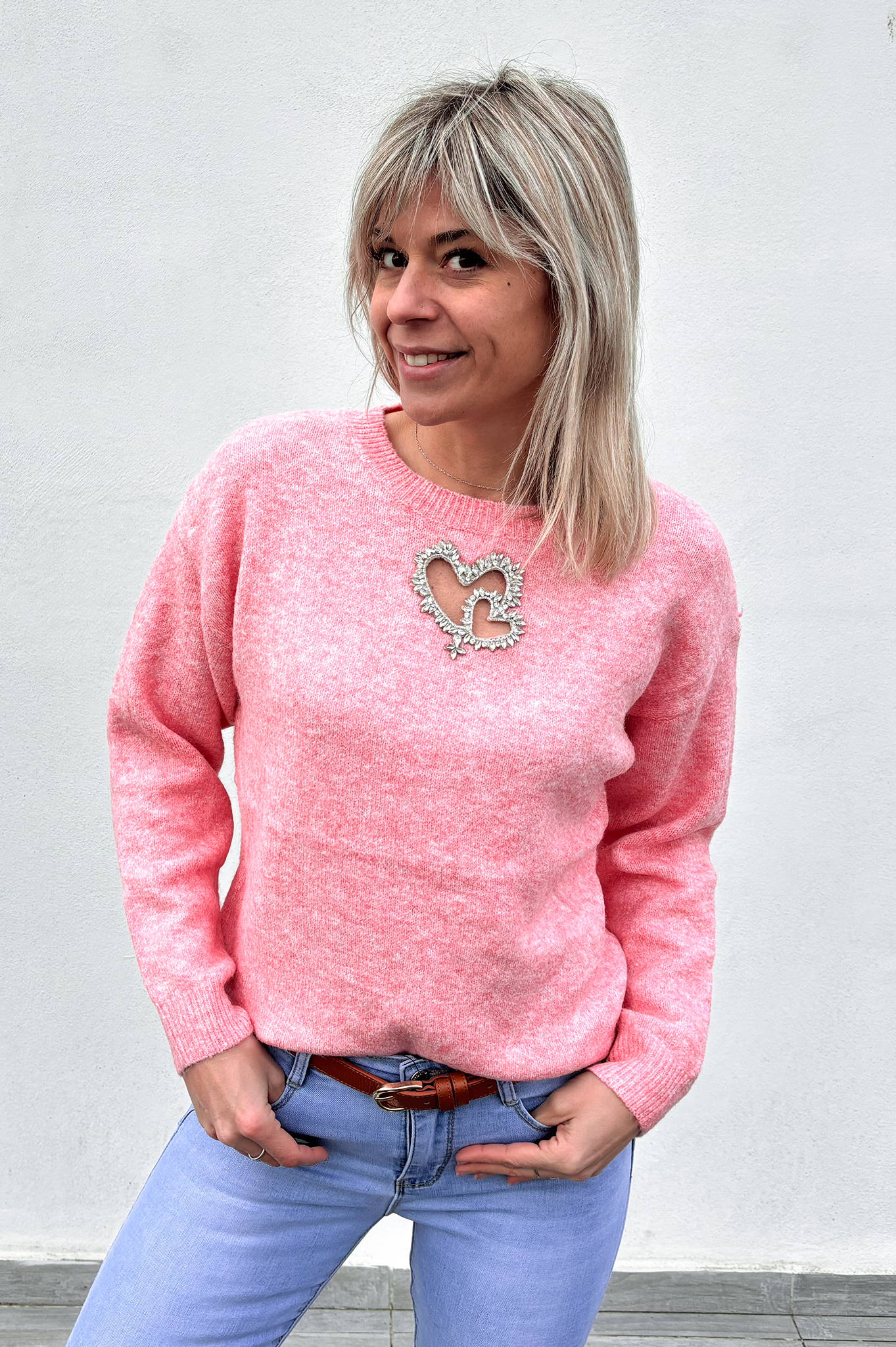 Pull rose clair femme 