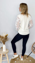 Pull Écru Manches Dentelle - femme 