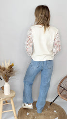 Pull Écru Manches Dentelle - femme 