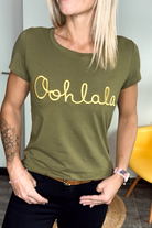 T-shirt Kaki brodé Oohlala doré