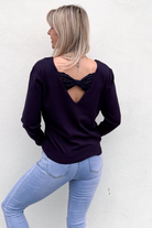 Pull marine a noeud dentelle la boutique de lydie