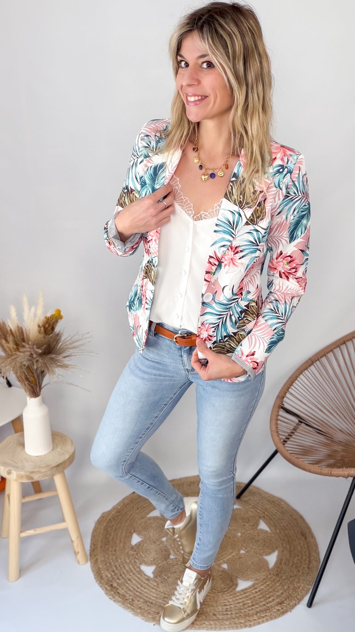 Blazer fleuri tropical Femme