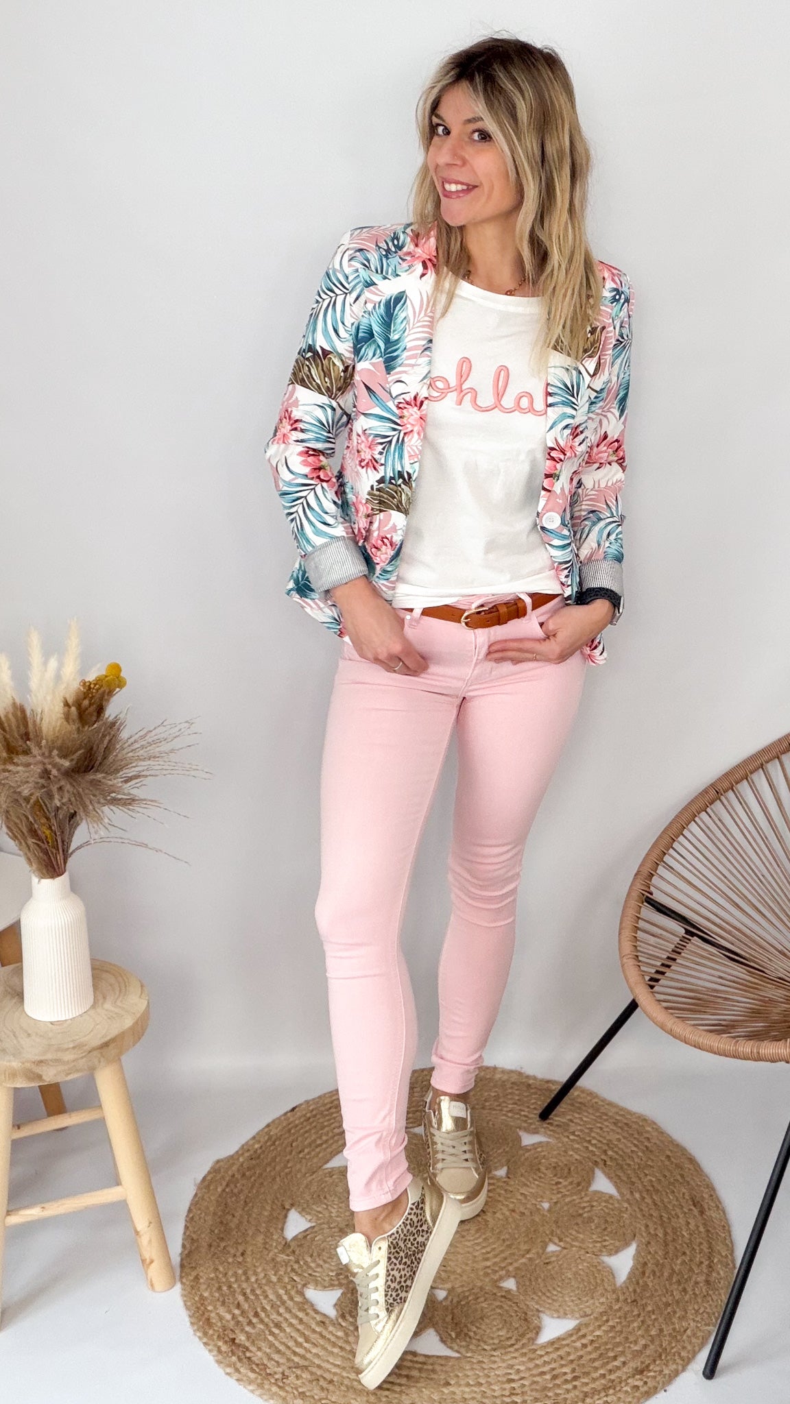 Jean Skinny Rose Clair femme