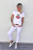 T-shirt blanc floqué nounours