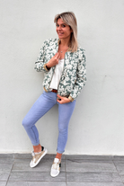 Bombers vert d'eau fleuri blanc la boutique de lydie