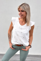 Blouse manche courte Blanc la boutique de lydie