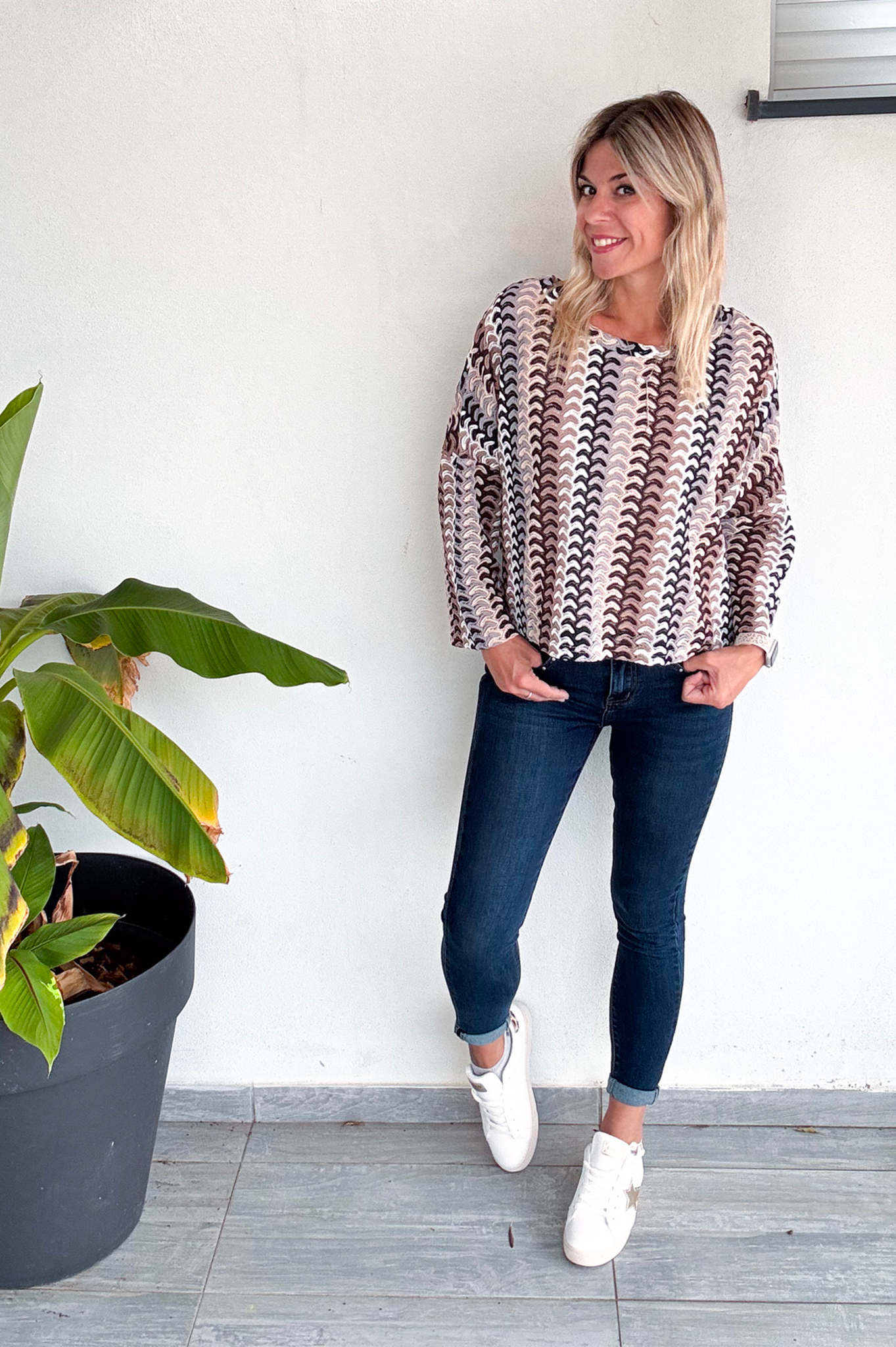 Pull en crochet col rond 