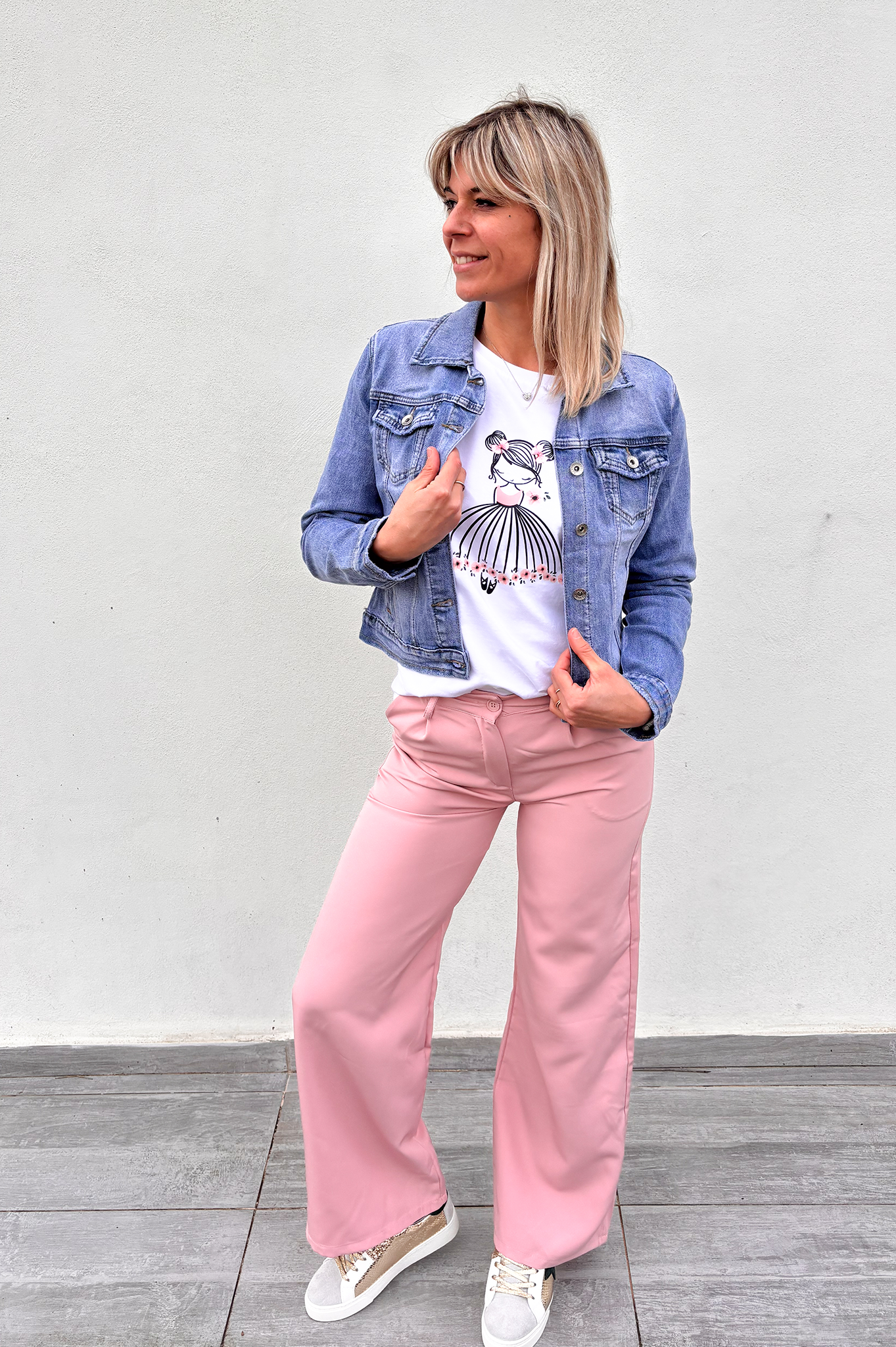 Pantalon fluide Wide leg rose la boutique de lydie