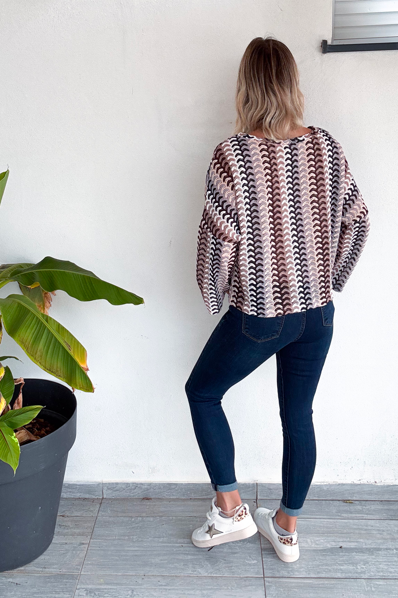 Pull en crochet col rond 