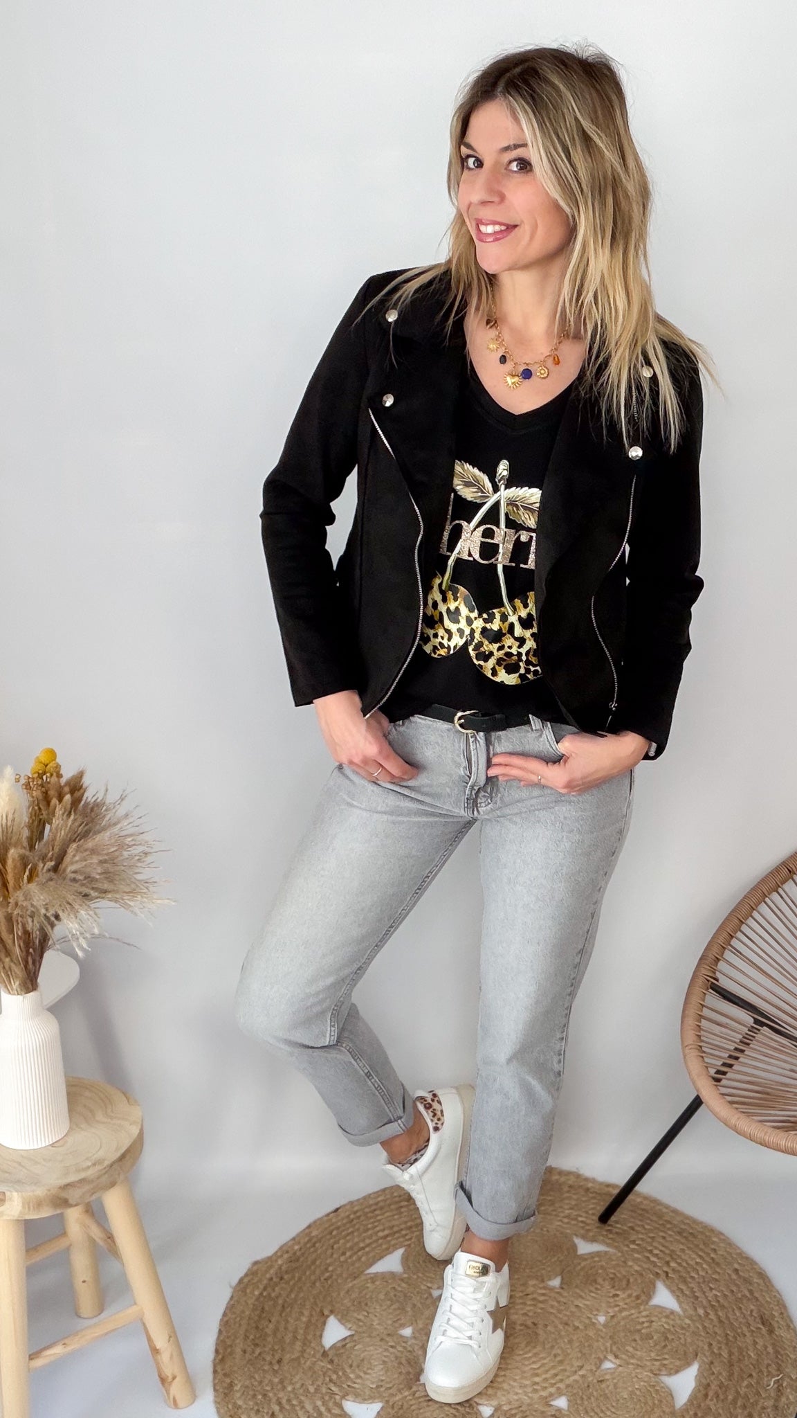 Jean Mom Fit Gris Clair femme la boutique de lydie