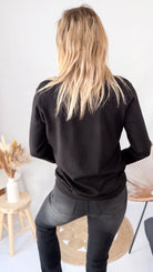 Pull Fin Noir "Rock & Roll" femme