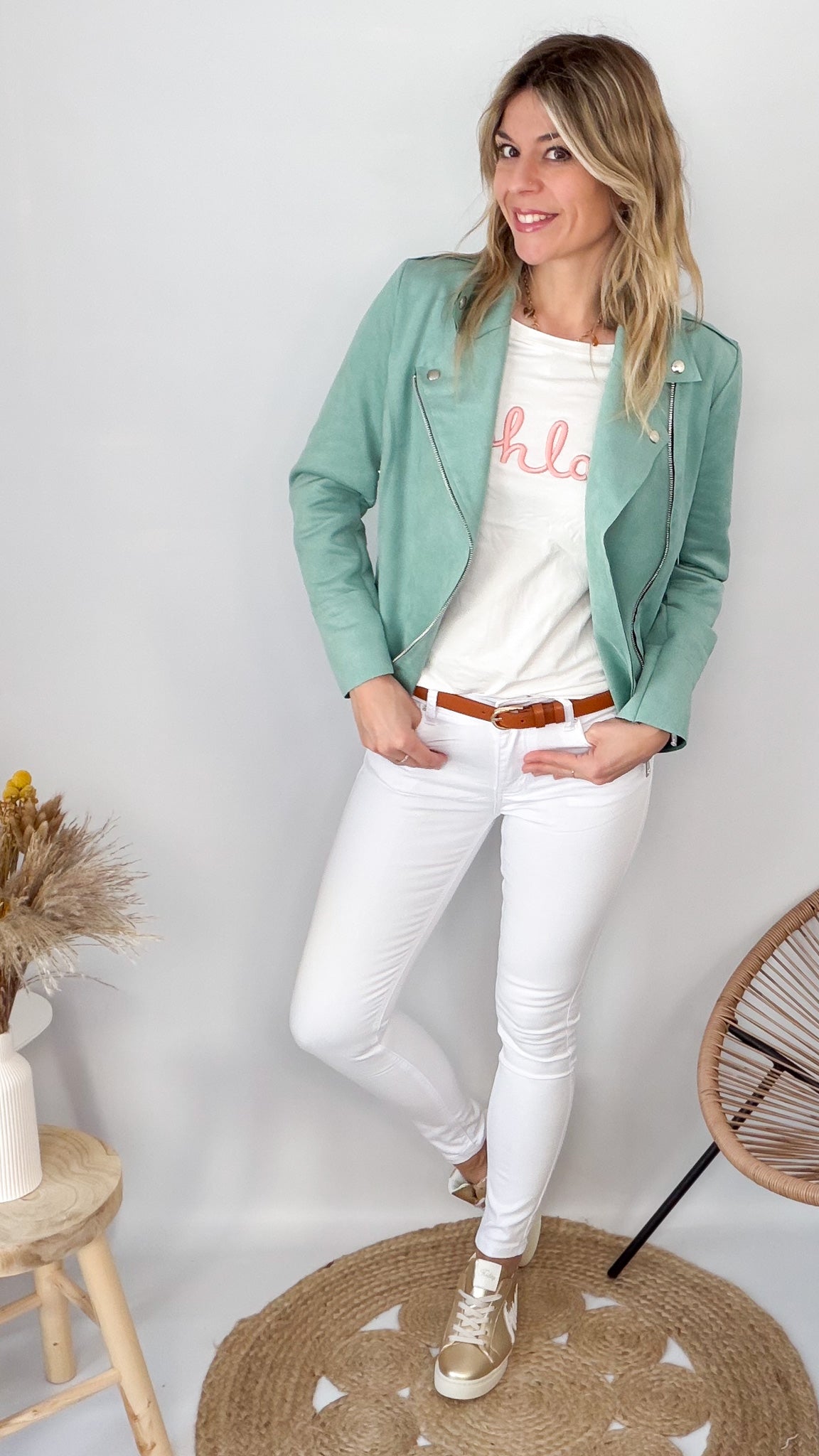 Perfecto en Suédine – Vert d’Eau