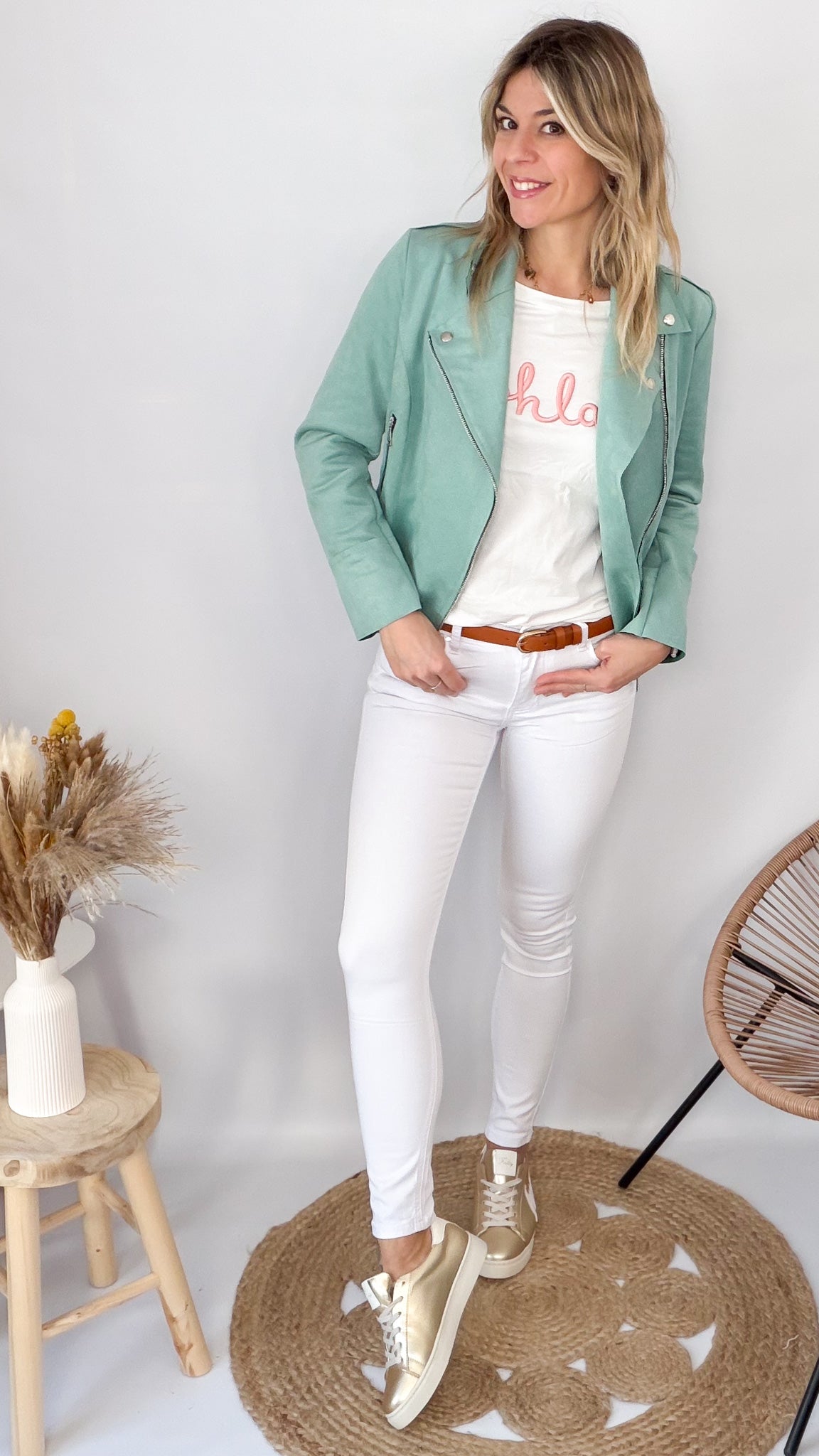 Perfecto en Suédine – Vert d’Eau