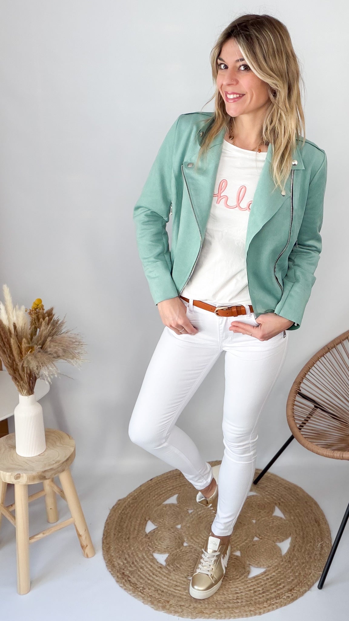 Perfecto en Suédine – Vert d’Eau la boutique de lydie