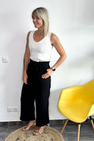 Pantalon noir en gaz de coton
