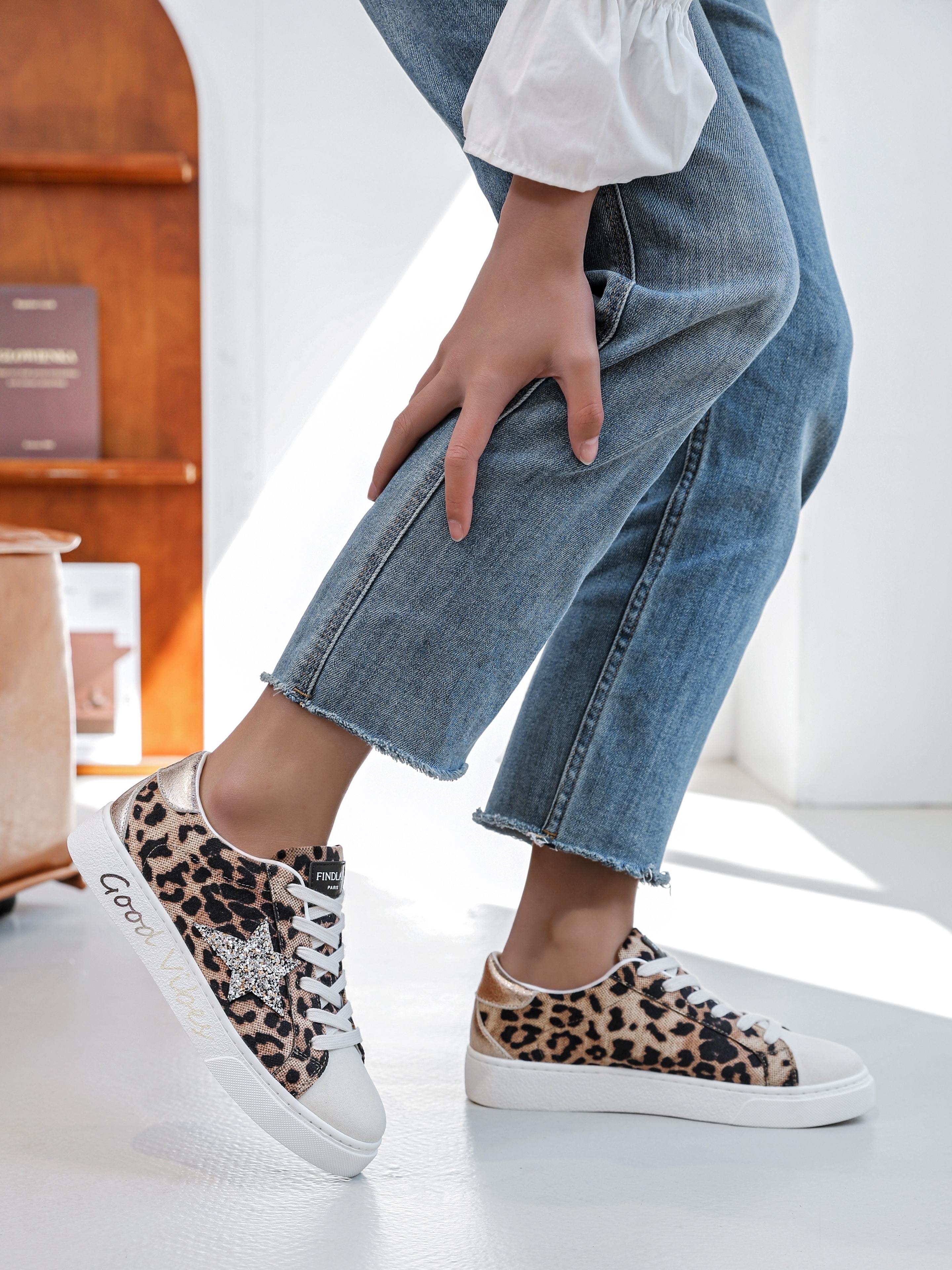 Baskets léopard effet tissu la boutique de lydie