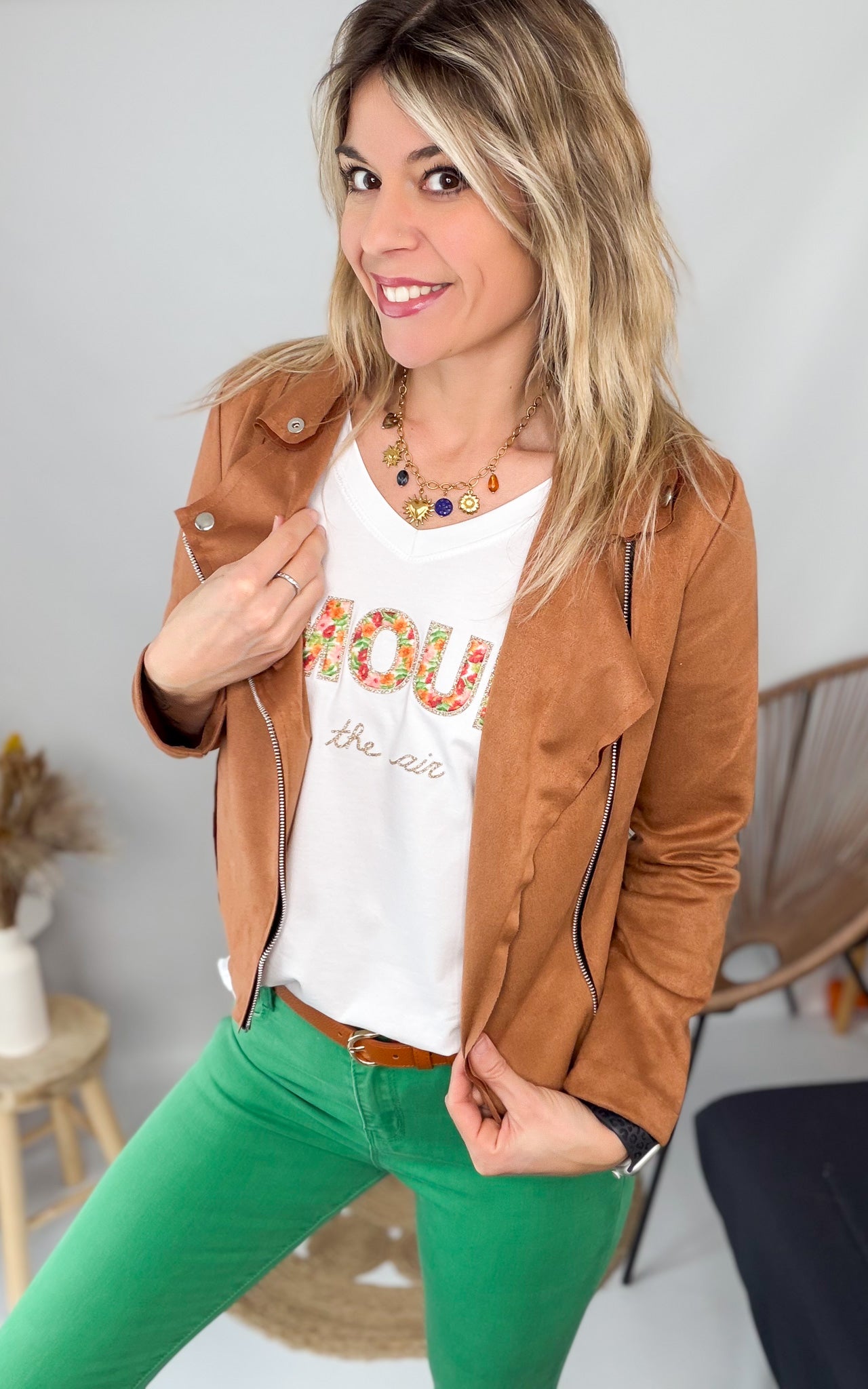 T-shirt blanc Amour Fleuri