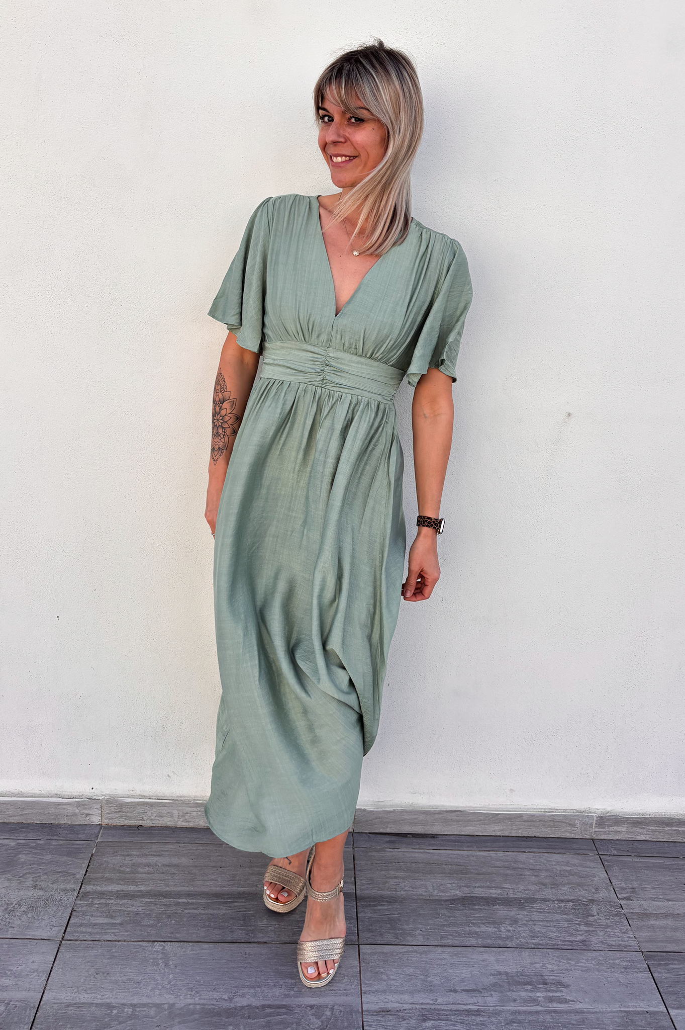 Robe longue vert d'eau