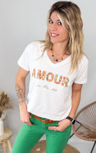 T-shirt blanc Amour Fleuri la boutique de lydie