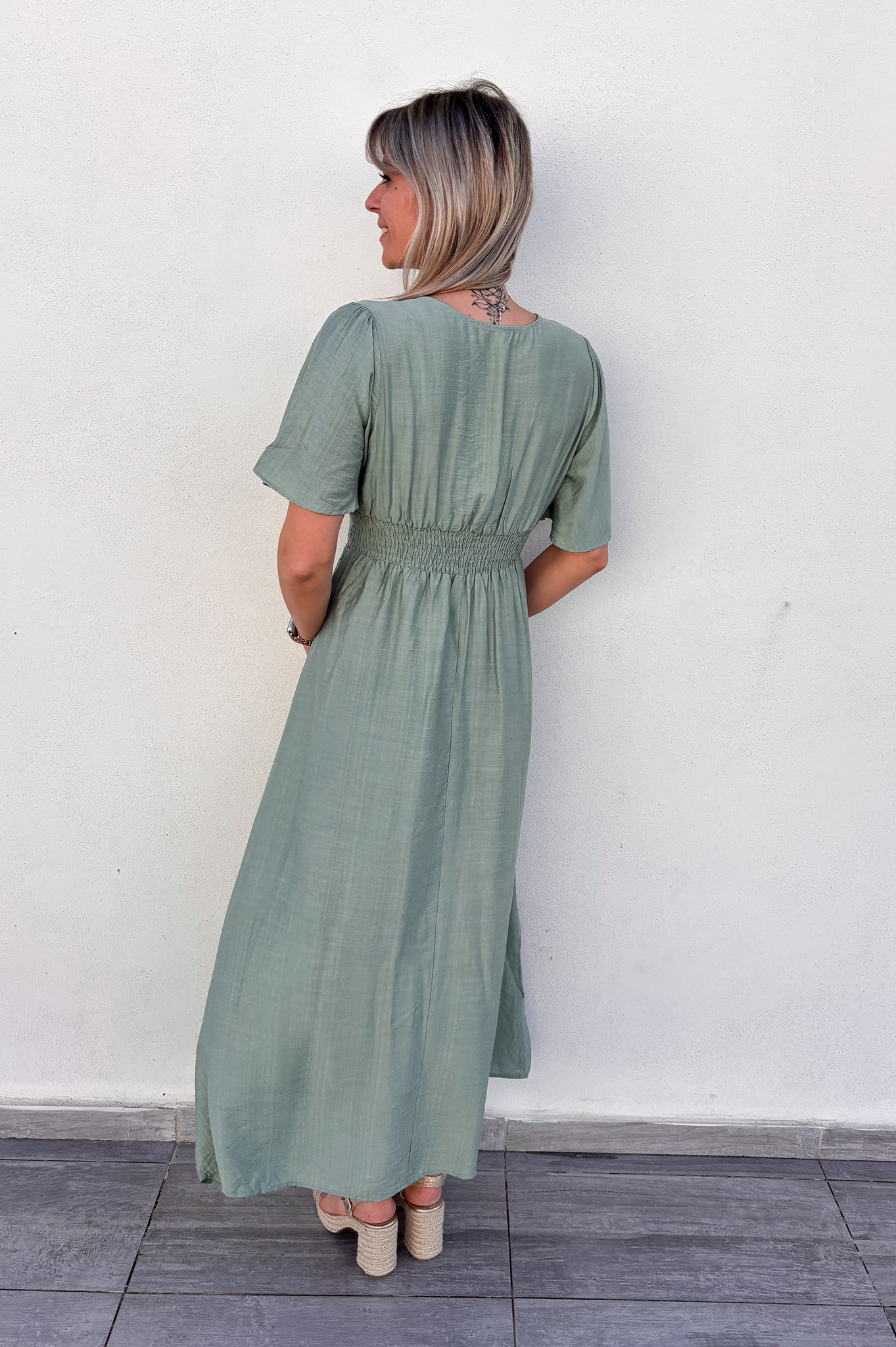 Robe longue vert d'eau